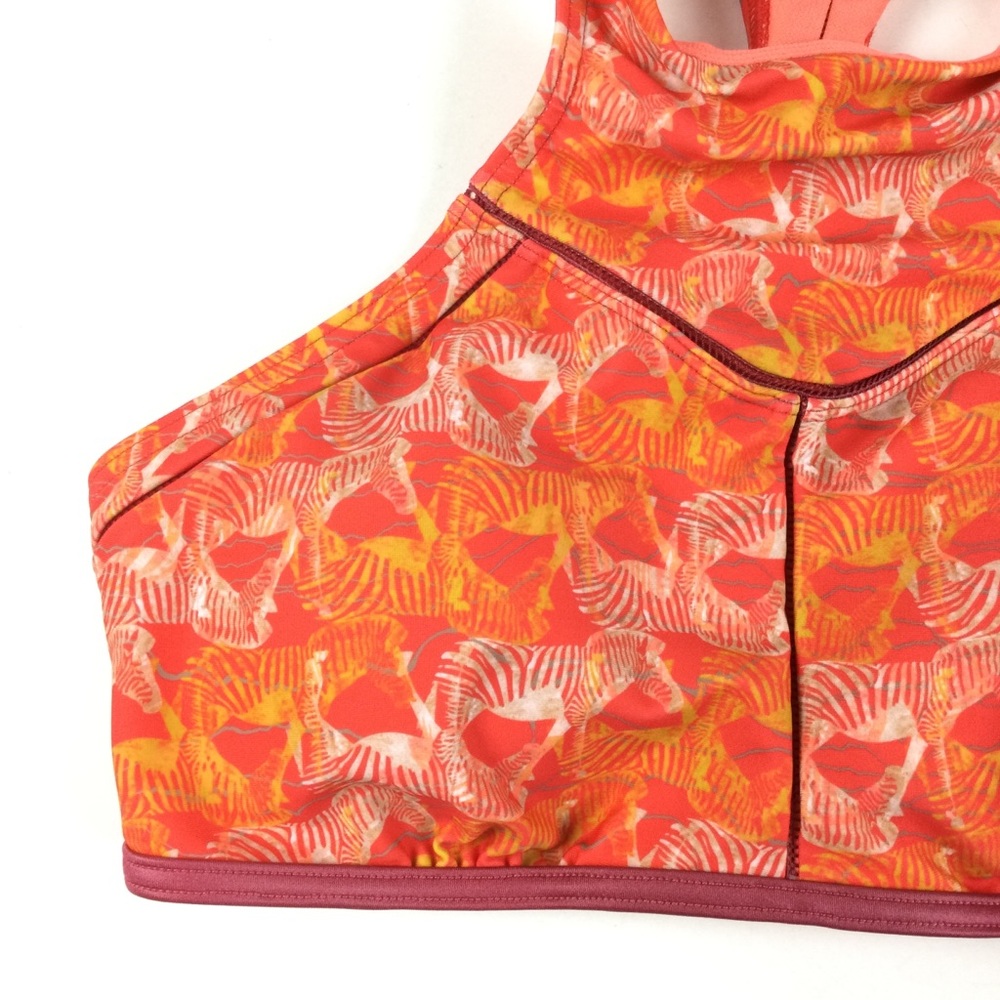 PRANA NWT Azra High Neck Bikini Top Pink Zebra Safari Print Small - Picture 3 of 9